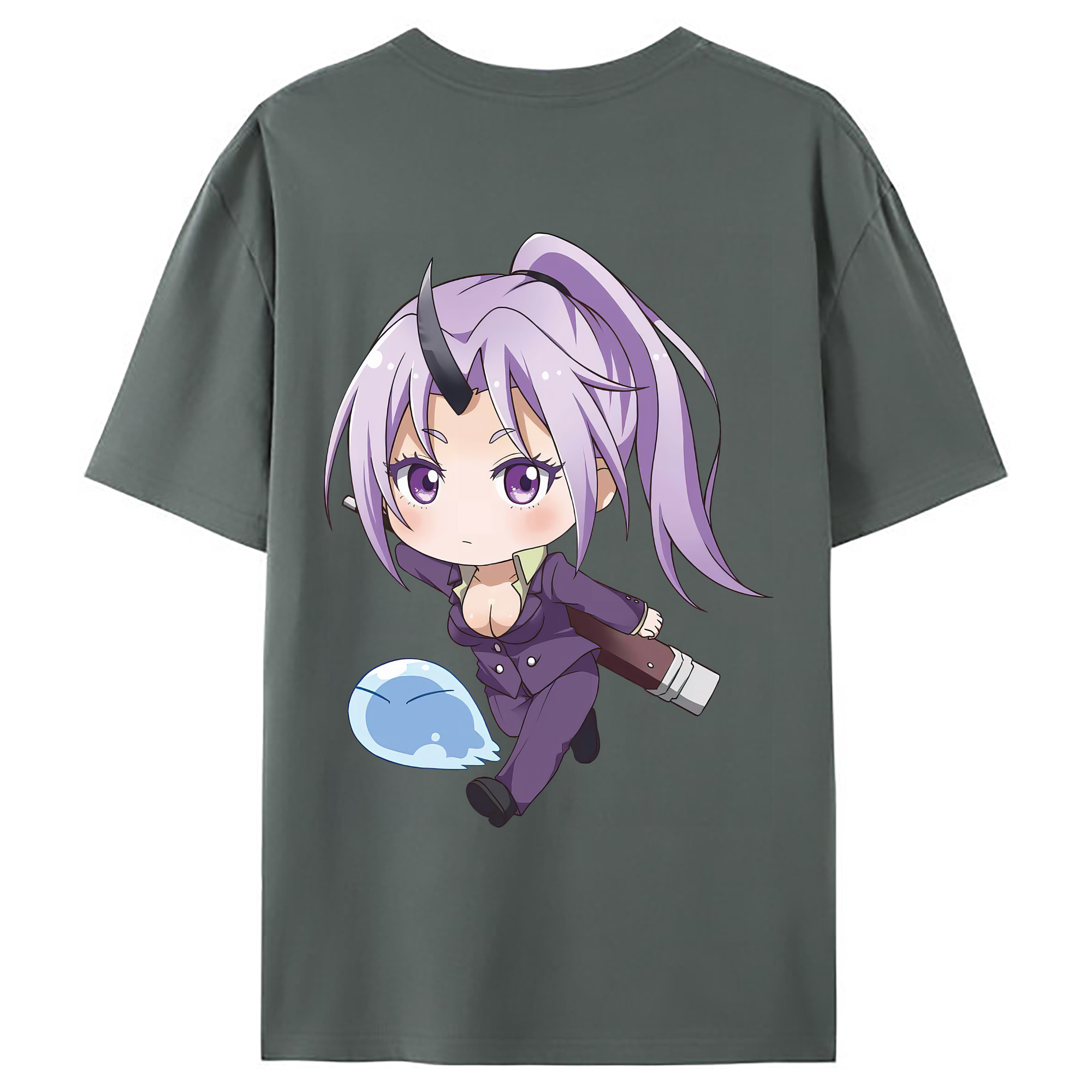 （画像用） 転スラ Regarding Reincarnated to Slime 綿100％ メンズ半袖Tシャツ（バックプリント） 通気性